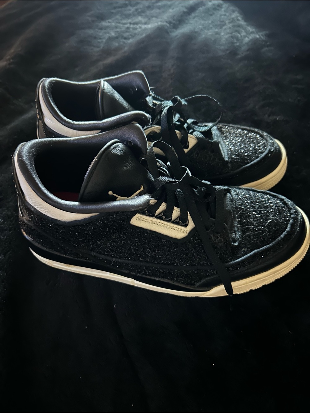 Black Glitter Low-Top Sneakers